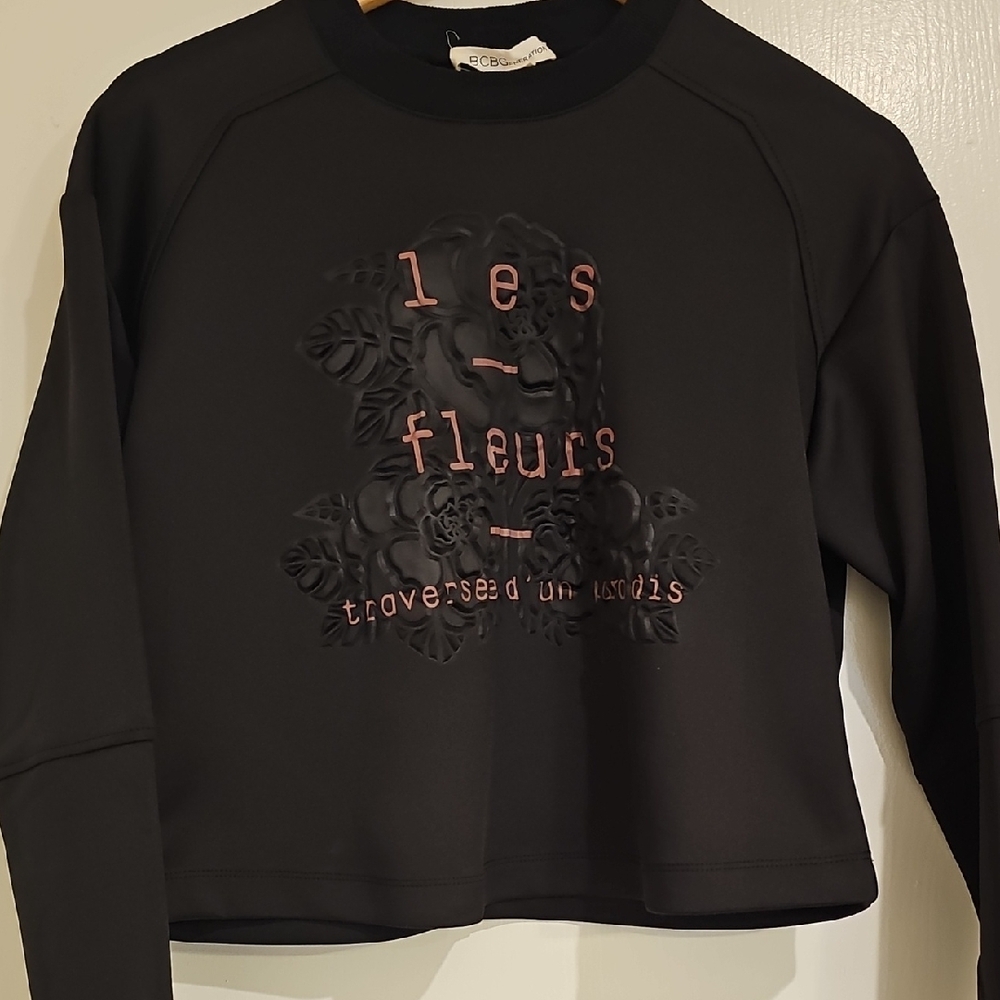 Black Sweatshirt with Pink Lettering